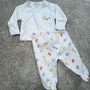 Kissy Kissy Newborn Pima Cotton Safari Animal Kimono Top & Footed Pants Set